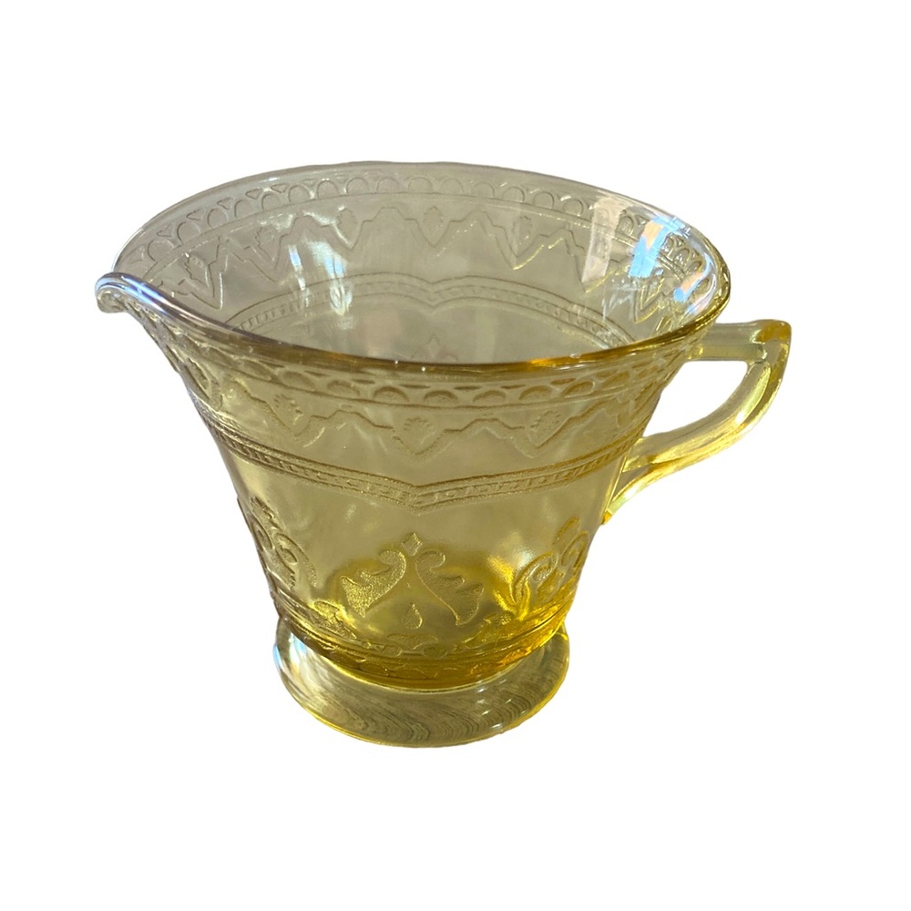 Federal Patrician Spoke Cream Pitcher Yellow Depression Glass Vintage Cottagecor